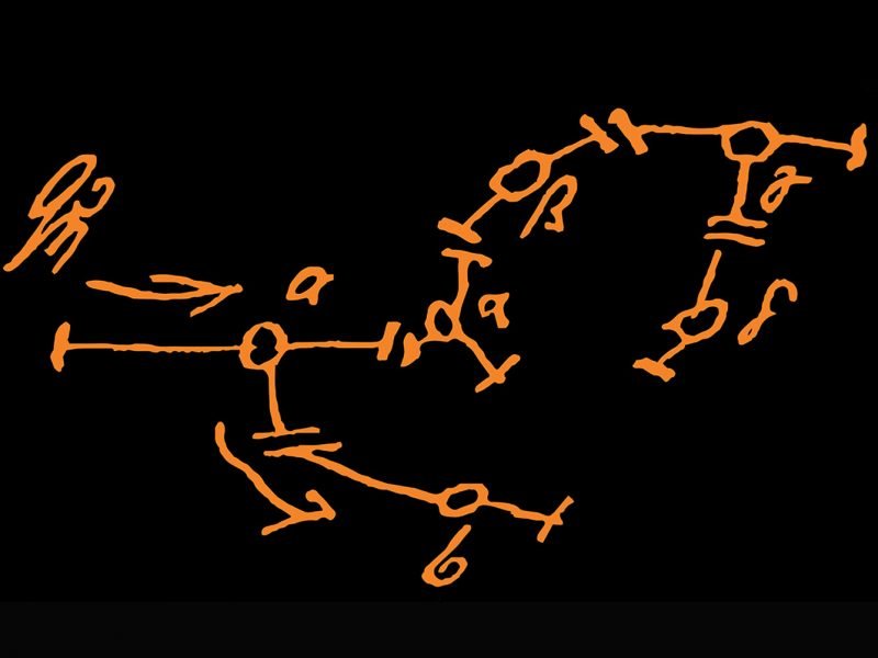 Orange symbols on a black background