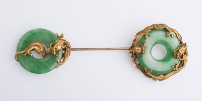 Jade and gold brooch, Chinese, owned by Anna Freud