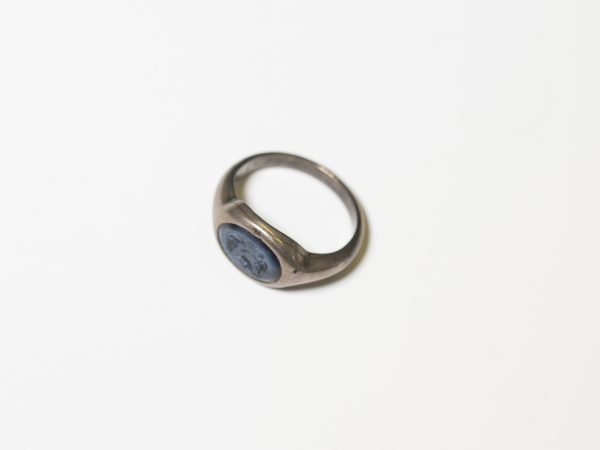 Silver Ring with Blue Glass Intaglio, Roman, 1st Century AD (setting: 20th century)