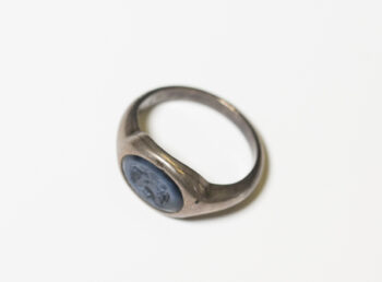 Silver Ring with Blue Glass Intaglio, Roman, 1st Century AD (setting: 20th century)