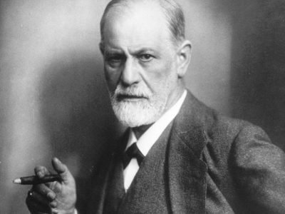 Black and white photograph of Sigmund Freud