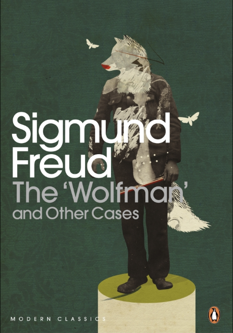 Cover of book which details book title and an illustration of a wolfman - Sigmund Freud The Wolfman and other cases