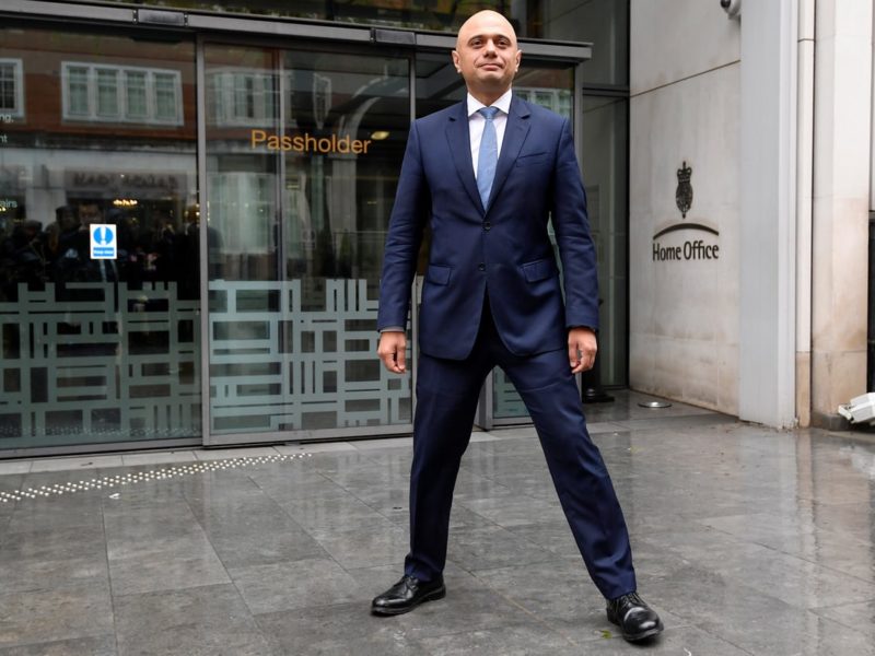 Photo of Sajid Javid standing with his legs apart