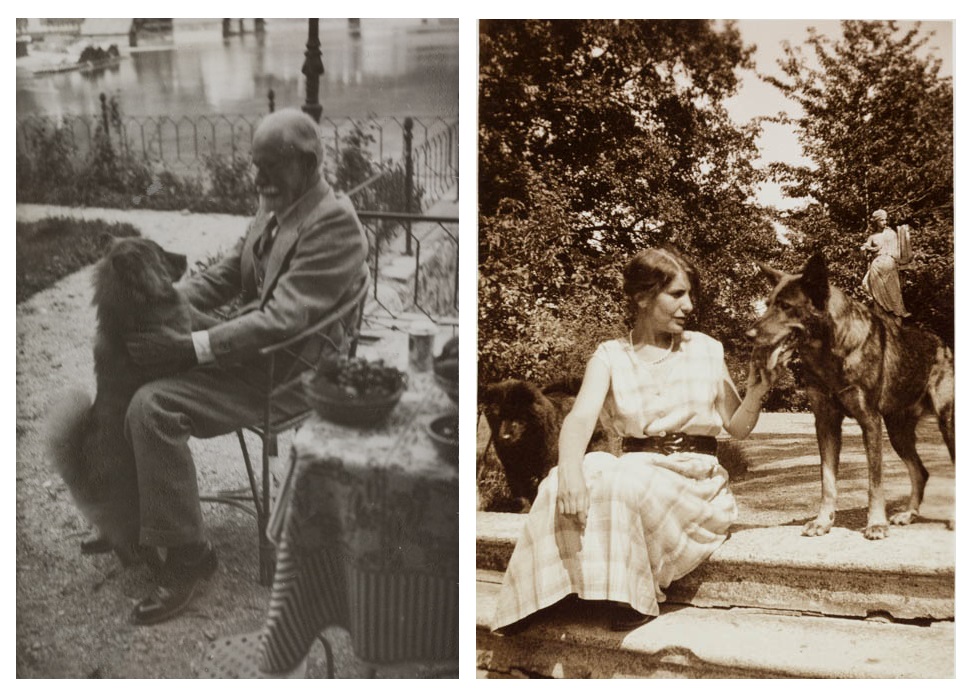 Sigmund and Anna Freud with their dogs