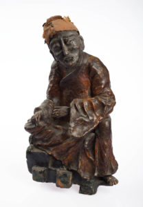 Figure of a taoist sage, Chinese, XIX century, Wood and textile.
