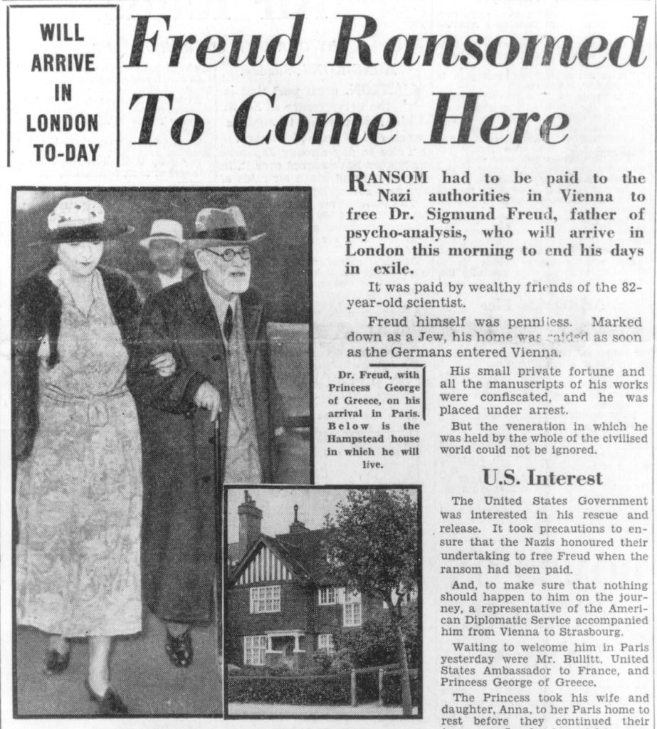 Freud Ransomed To Come Here Daily Herald 1938