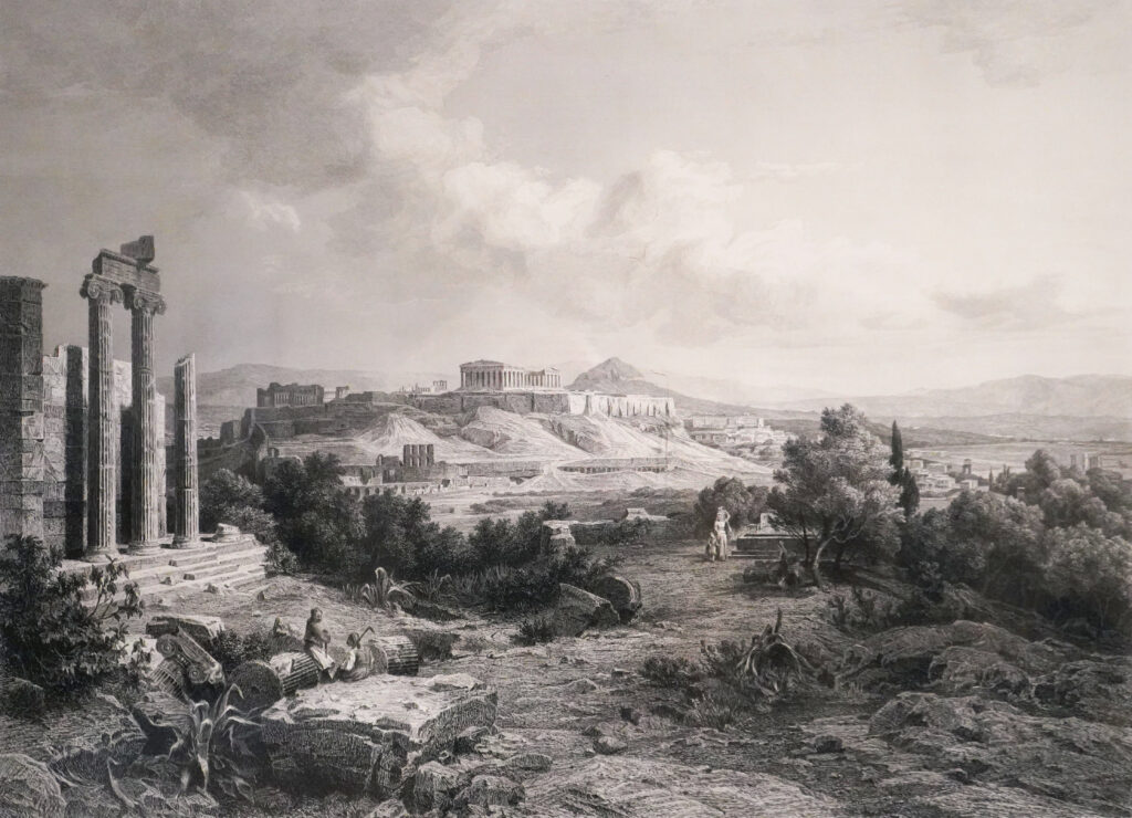 Engraving of Athens by Karl Ludwig Lincke - Crop
