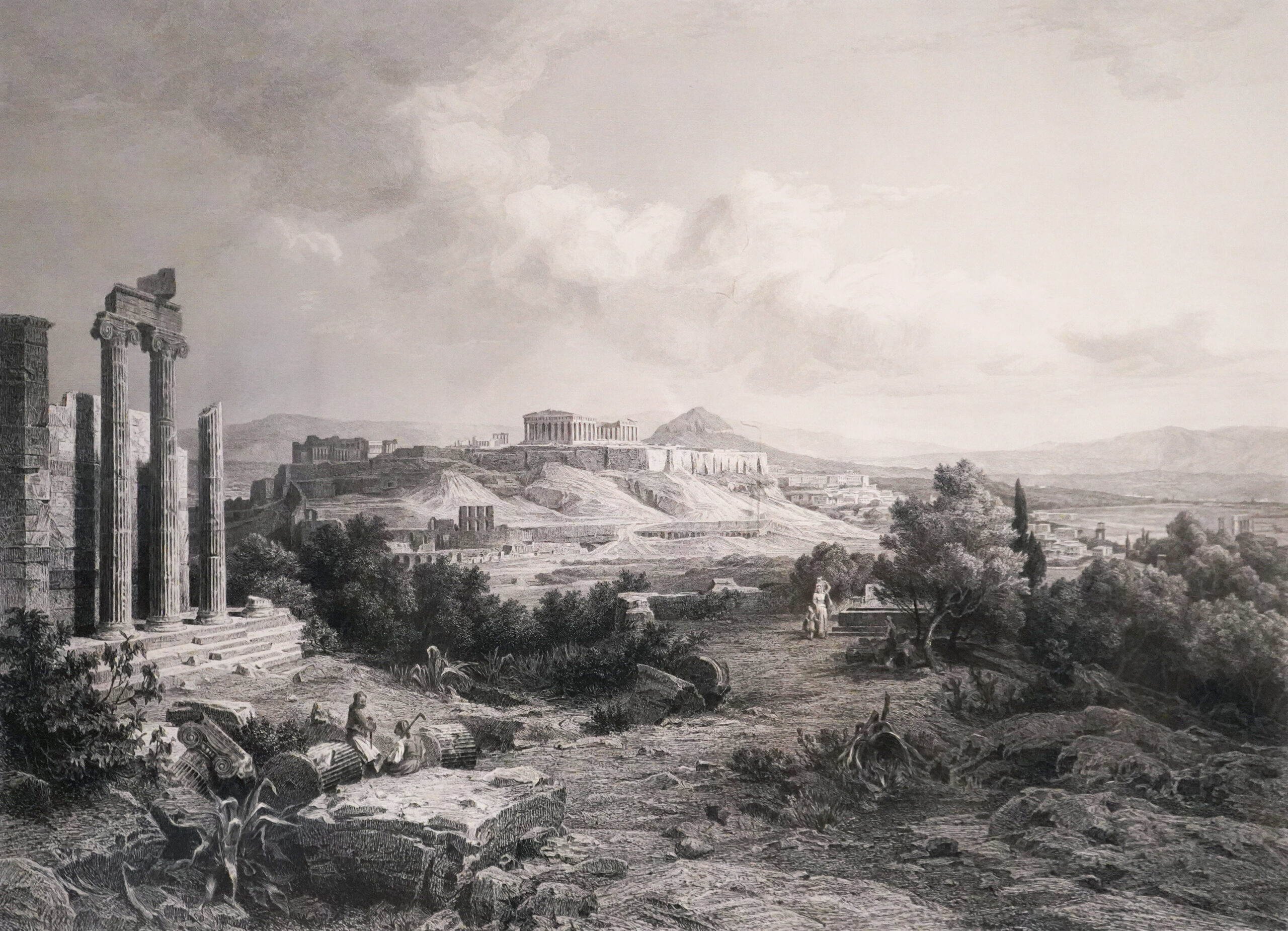 Engraving of Athens by Karl Ludwig Lincke - Crop